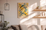 Paul Sinus Wandbild in 40x60cm Waves of Impulse – Dynamisches abstraktes Kunstwerk in Blau, Gelb und Schwarz