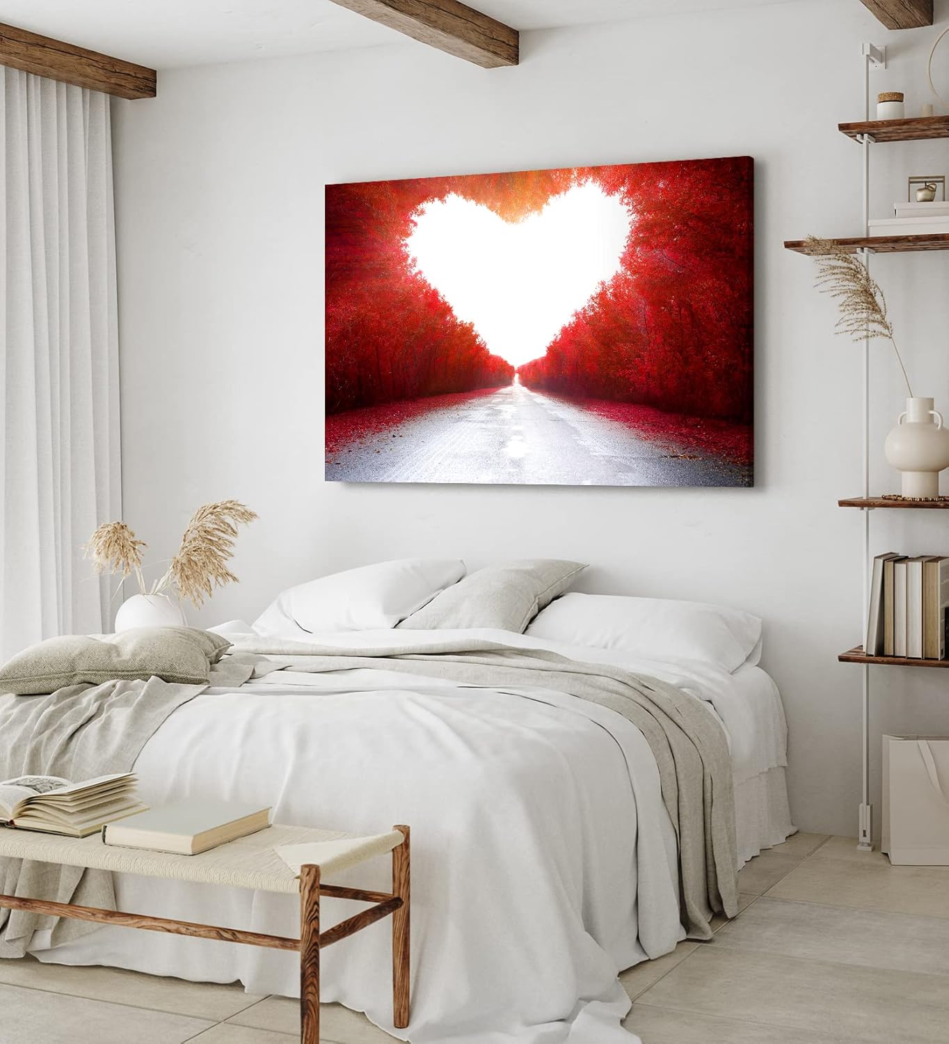 Paul Sinus Wandbild 120x80cm Baumallee Allee Bäume Herzform Rot Kunstvoll Straße