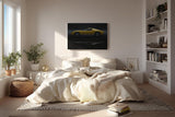 Sinus Art Wandbild 120x80cm Der gelbe Sportwagen im Profil wirkt edel, zeitlos und ausdrucksstark in seiner Präsentation