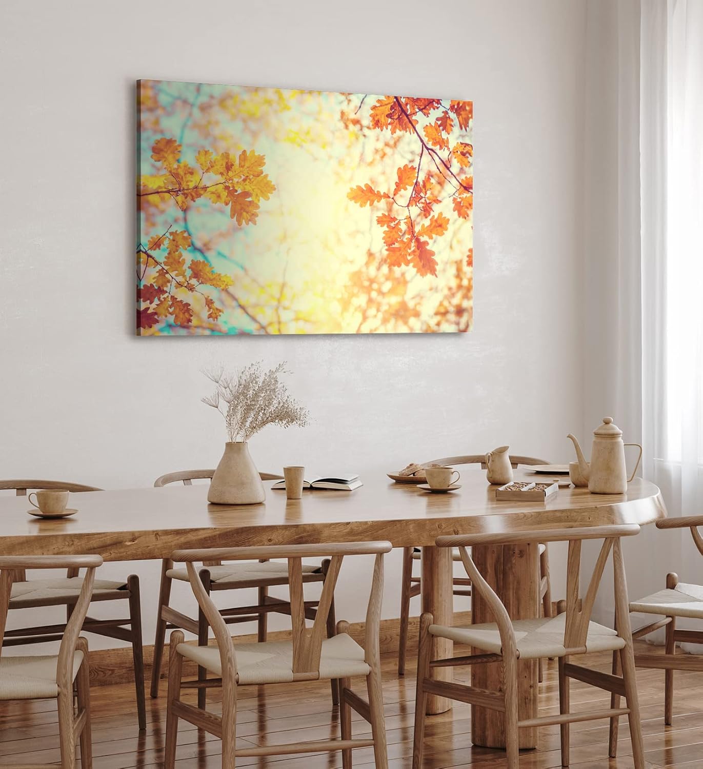 Paul Sinus Wandbild 120x80cm Eichenblatt Blatt Herbst Herbstblätter Baum Sonnenschein