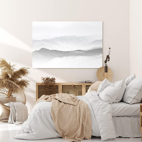 Paul Sinus Wandbild 120x80cm Berglandschaft Berge Gebirge Wolken Nebel Grau