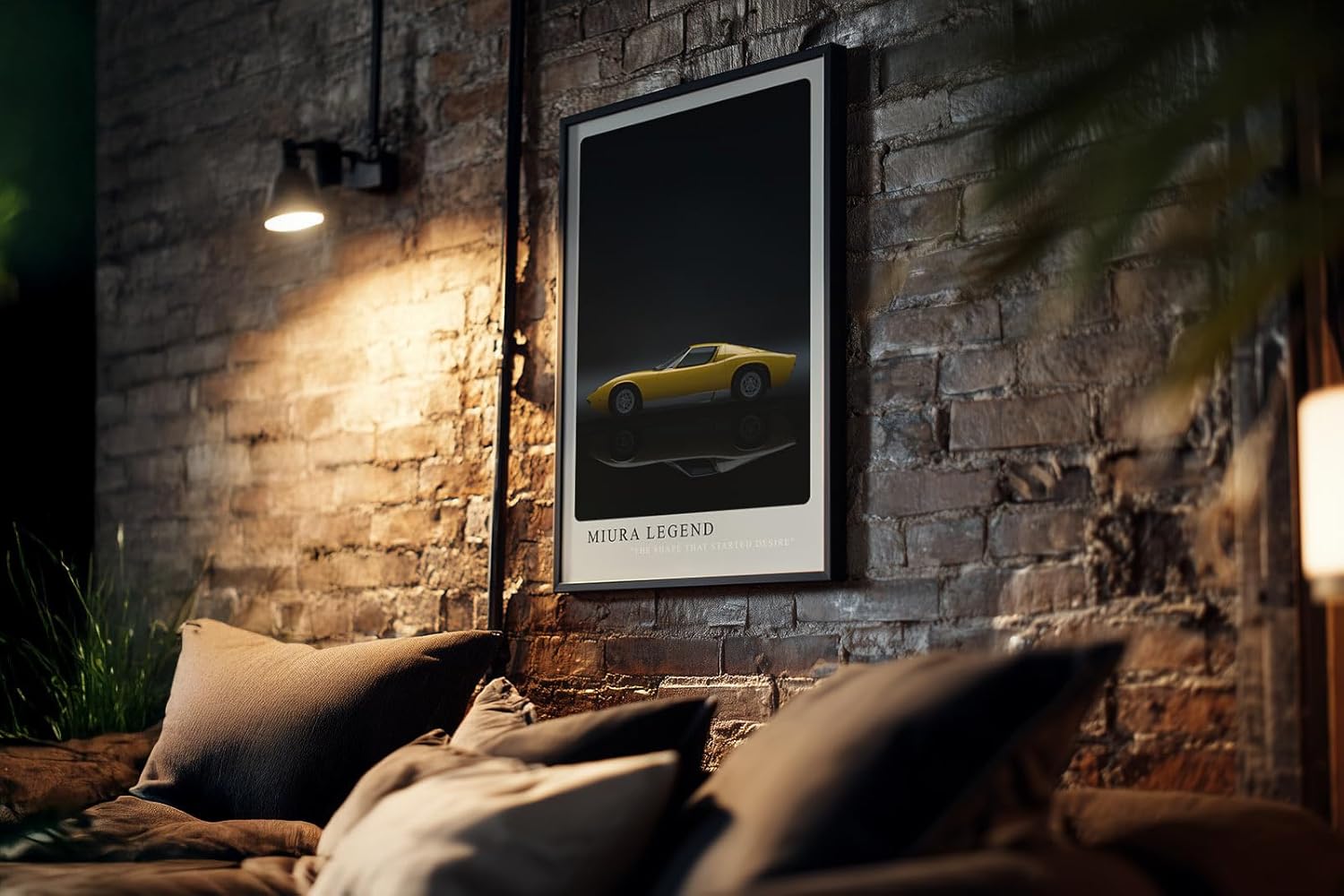 Paul Sinus Kunstdruck 40x60cm Lamborghini Miura Auto Legende Sportwagen Gelb Schwarz Retro