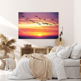 Paul Sinus Wandbild 120x80cm Sonnenuntergang Abendröte roter Himmel Gänse Wolken