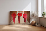 Sinus Art Wandbild 120x80cm Drei Mönche mit traditionellen Schirmen in rhythmischer Komposition