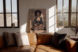 Paul Sinus Wandbild in 40x60cm The Still Soul mit meditierender Frau in Boho-Stil vor abstraktem Hintergrund für entspannende Wandgestaltung
