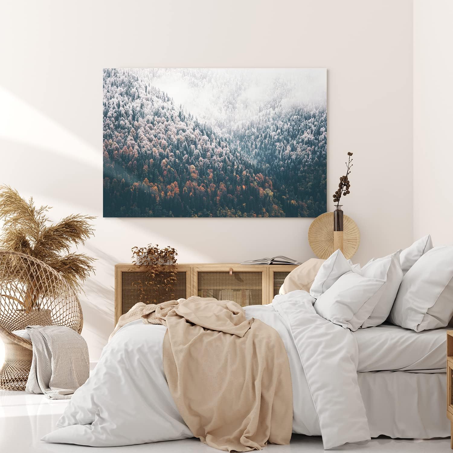 Paul Sinus Wandbild 120x80cm Tannenwald Wald Berg Natur Bäume Nebel Kunstvoll