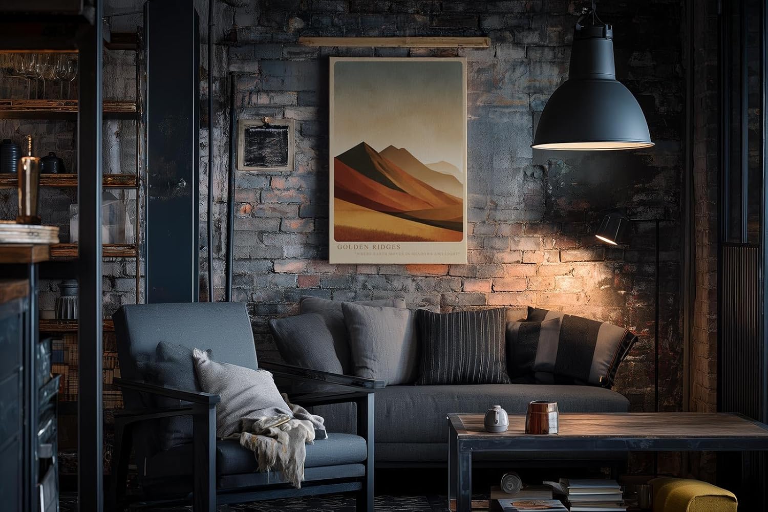 Paul Sinus Wandbild in 40x60cm Golden Ridges – Landschaft in warmen Goldund Rottönen für zeitlose Raumgestaltung