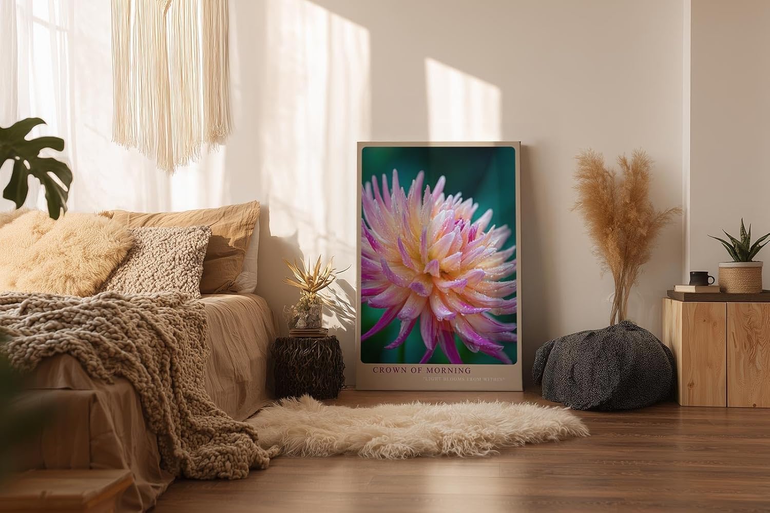Paul Sinus Wandbild in 40x60cm Crown of Morning – leuchtendes Blütenporträt mit zarten Tautropfen in warmen Farbtönen für frische Wohnakzente