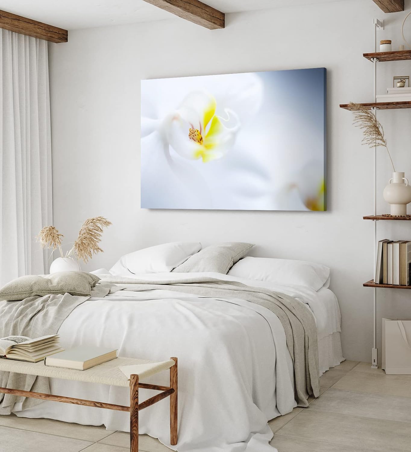 Paul Sinus Wandbild 120x80cm Weiße Orchidee Blume Blüte Gelb Hell