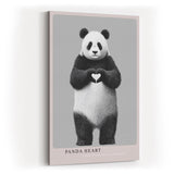 Paul Sinus Wandbild in 40x60cm Panda Heart Panda mit Herzgeste schwarz-weiße Tierkunst auf Leinwand