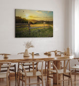 Paul Sinus Wandbild 120x80cm Landschaft Holzzaun Schwalben Sonnenuntergang Natur