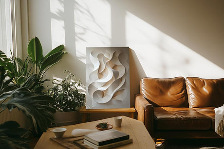 Paul Sinus 60x90cm Wandbild, Atemberaubende Bewegung in Fokuskurven – abstrakte 3D-Wellen in zarten Naturtönen