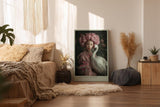 Paul Sinus Wandbild in 40x60cm Asiatische Schönheit mit Blumenkrone und Kranich in edler Pose