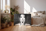 Sinus Art Wandbild 120x80cm Stilisiertes Frauenporträt mit intensivem Ausdruck und künstlerischer Bearbeitung