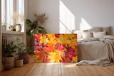 Sinus Art Wandbild 120x80cm Vielfältige Ahornblätter in leuchtenden Gelb- und Rottönen in Nahaufnahme