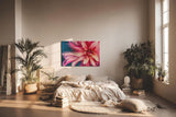 Sinus Art Wandbild 120x80cm Makroaufnahme einer farbenprächtigen Dahlie mit weichen Formen und kraftvoller Blütenmitte