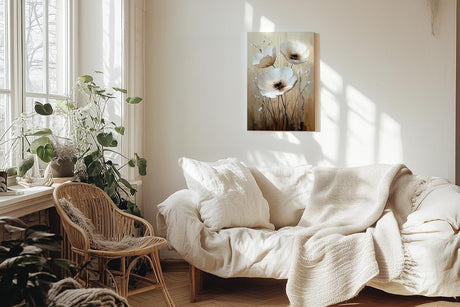 Paul Sinus 60x90cm Wandbild Anemonen in Beige Braun – Eindrucksvolle Wandpoesie mit stilvoller Blume