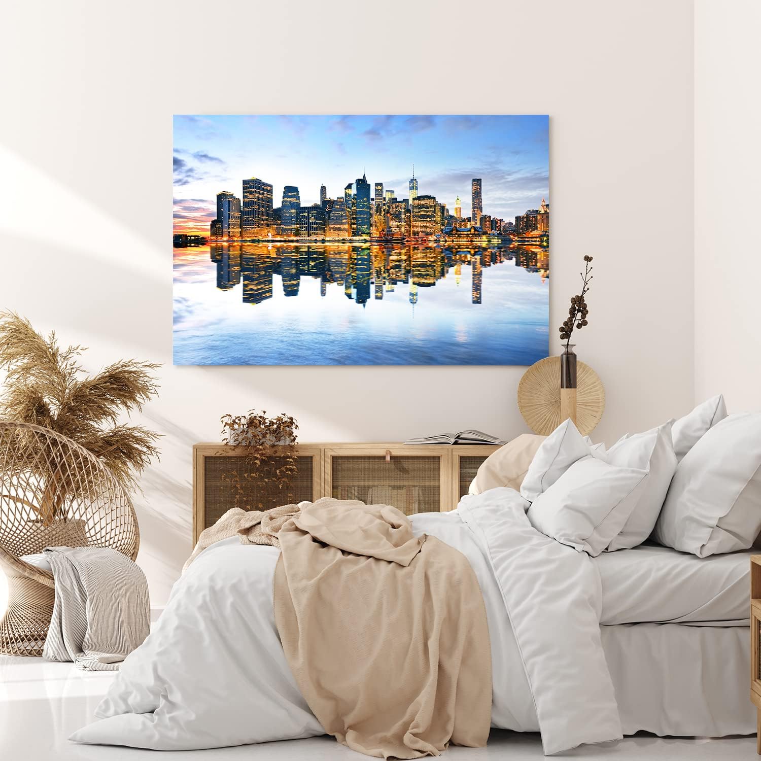 Paul Sinus Wandbild 120x80cm Manhattan Skyline New York Nacht Wolkenkratzer
