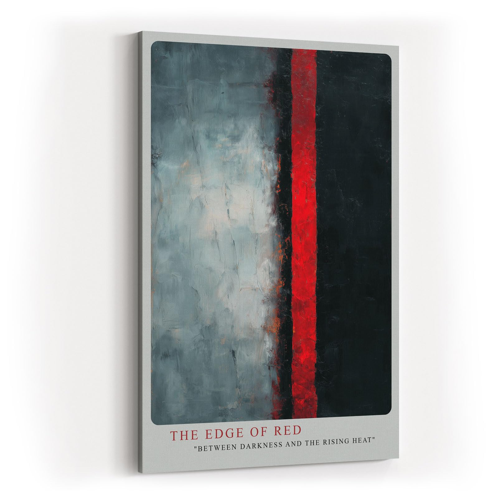 Paul Sinus Wandbild in 40x60cm The Edge of Red – Abstraktes Kunstwerk mit starkem Farbkontrast zwischen Schwarz, Grau und Rot