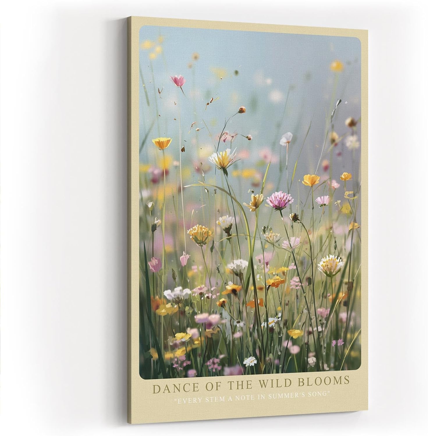 Paul Sinus Wandbild in 40x60cm Dance of the Wild Blooms Farbenfrohe Wildblumen im Sommerlicht vor sanftem Hintergrund für lebendige Raumgestaltung