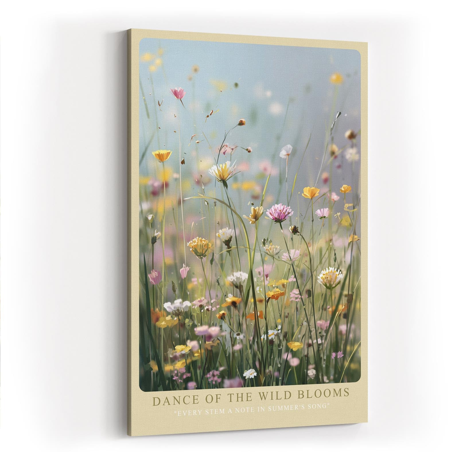 Paul Sinus Wandbild in 40x60cm Dance of the Wild Blooms Farbenfrohe Wildblumen im Sommerlicht vor sanftem Hintergrund für lebendige Raumgestaltung