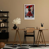 Paul Sinus Leinwandbild 40x60cm Lady in Red – Frau, Rot, Kunst, Regen, Geheimnis, Leidenschaft, Melancholie, Sinnlichkeit, Tropfen, Romantik