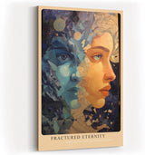 Paul Sinus Wandbild in 40x60cm Fractured Eternity abstraktes Porträt zweier Gesichter in Blauund Hauttönen mit kosmischen Elementen