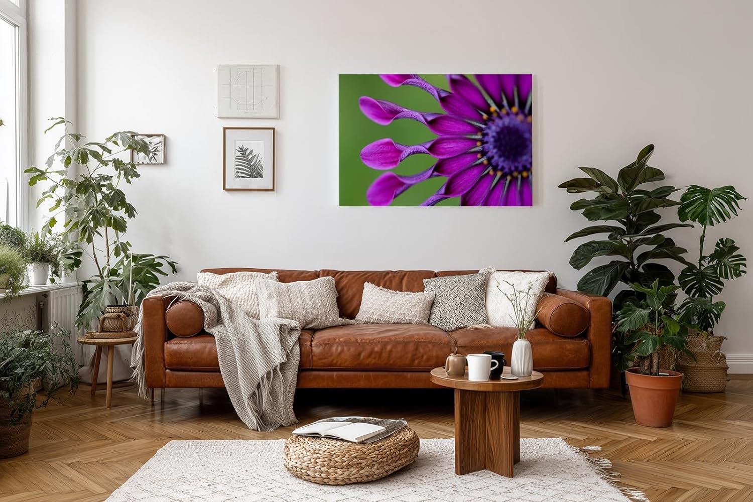 Sinus Art Wandbild 120x80cm Ausdrucksstarkes Blütendesign mit einzigartiger Form und intensiver Farbgebung