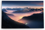 Paul Sinus Wandbild 120x80cm Berge im Nebel Dolomiten Italien Alpen Gebirge Nacht