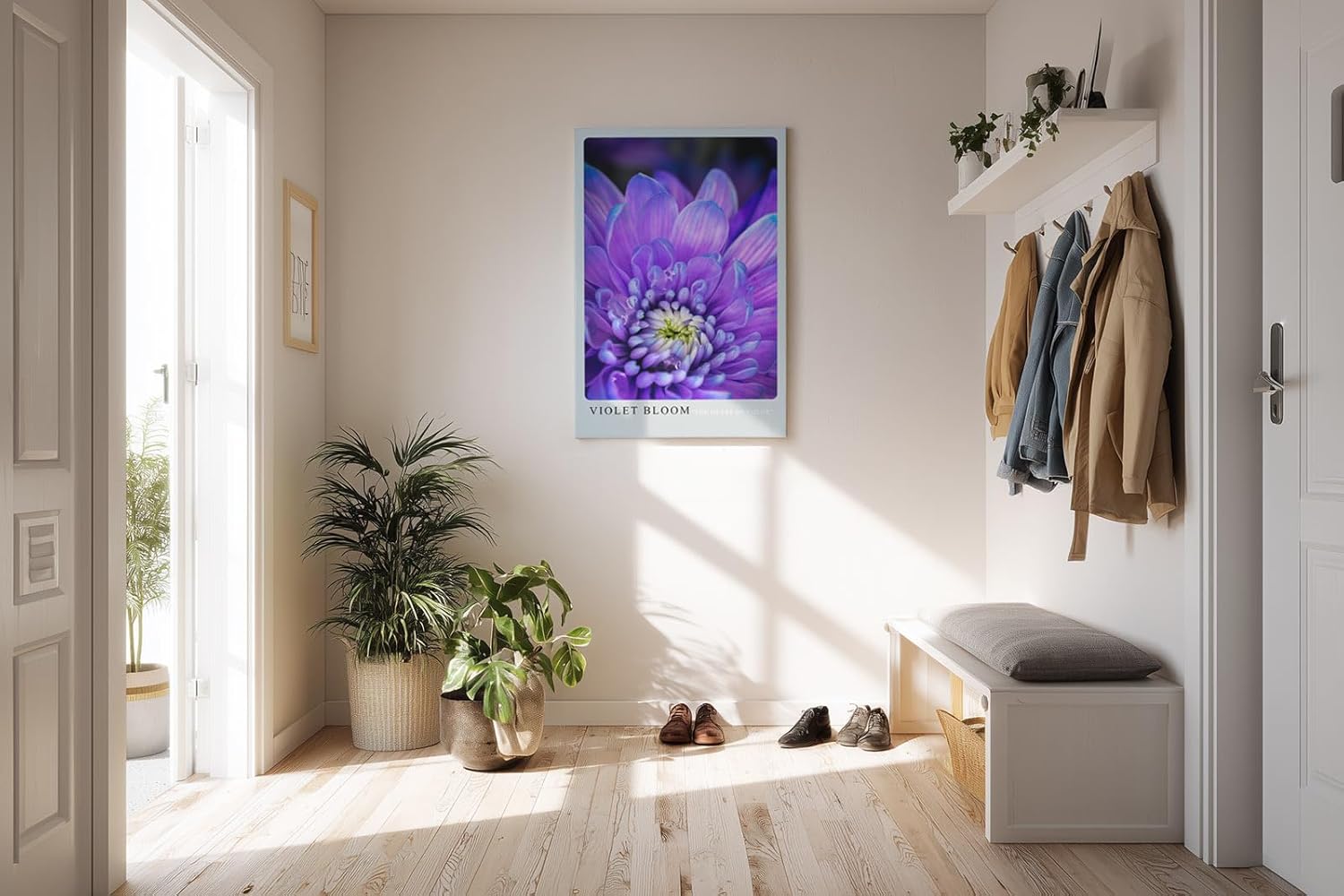 Paul Sinus Kunstdruck 40x60cm Violette Blüte in Nahaufnahme – florales Farbspiel in Lila und Weiß