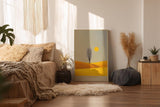 Paul Sinus Wandbild in 40x60cm Baum auf goldgelbem Feld mit Sonne – minimalistisches Landschaftsmotiv für moderne Raumgestaltung