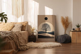Paul Sinus Wandbild in 40x60cm Baum im Lichtkreis mit schwarzer Sonne über minimalistischer Landschaft
