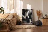 Paul Sinus Wandbild in 40x60cm The Depth of Contrast – Schwarz-weiße Reliefstruktur mit fließenden, organischen Linien und starker Licht-Schatten-Wirkung