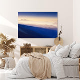 Wandbild 120x80cm Berge Berglandschaft Sonnenaufgang Blaue Stunde Nebel