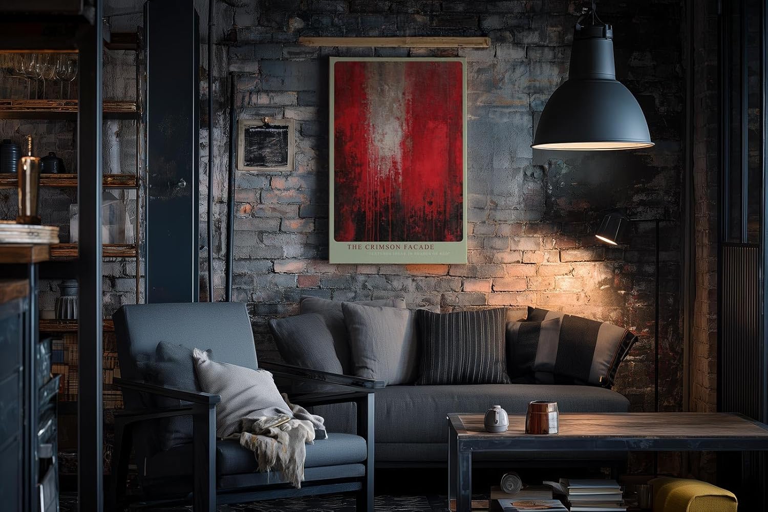 Paul Sinus Wandbild in 40x60cm The Crimson Facade – Ausdrucksstarkes abstraktes Kunstwerk in leuchtendem Rot mit strukturreicher Oberfläche