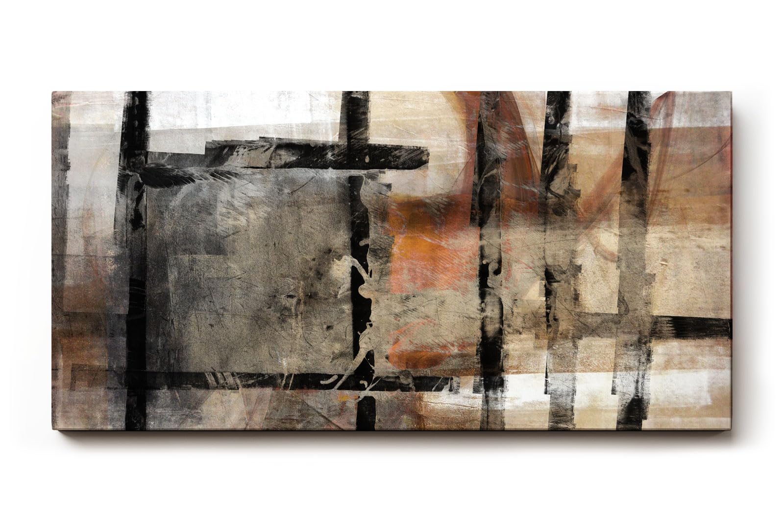 Sinus Art Wandbild 120x80cm Abstrakte Architekturformen mit geometrischen Linien in Braun, Grau und Schwarz