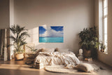 Sinus Art Wandbild 120x80cm Weitläufiger Horizont mit türkisfarbenem Wasser und dramatischer Wolkenbildung