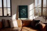 Paul Sinus Wandbild in 40x60cm The Hunter in the Dark – Leopard im Schatten dichter Blätter mit intensiven Augen