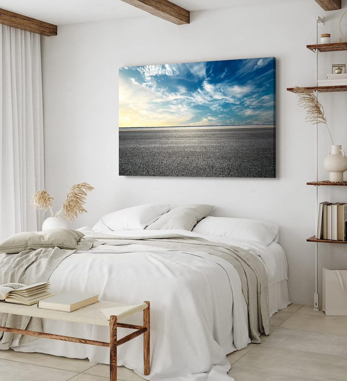 Paul Sinus Wandbild 120x80cm Straße Asphalt Horizont Himmel Fotokunst Sonnenuntergang
