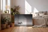 Sinus Art Wandbild 120x80cm Stimmungsvolle Szene mit Elefant und Zebra in weiter Graslandschaft als Symbol für Harmonie
