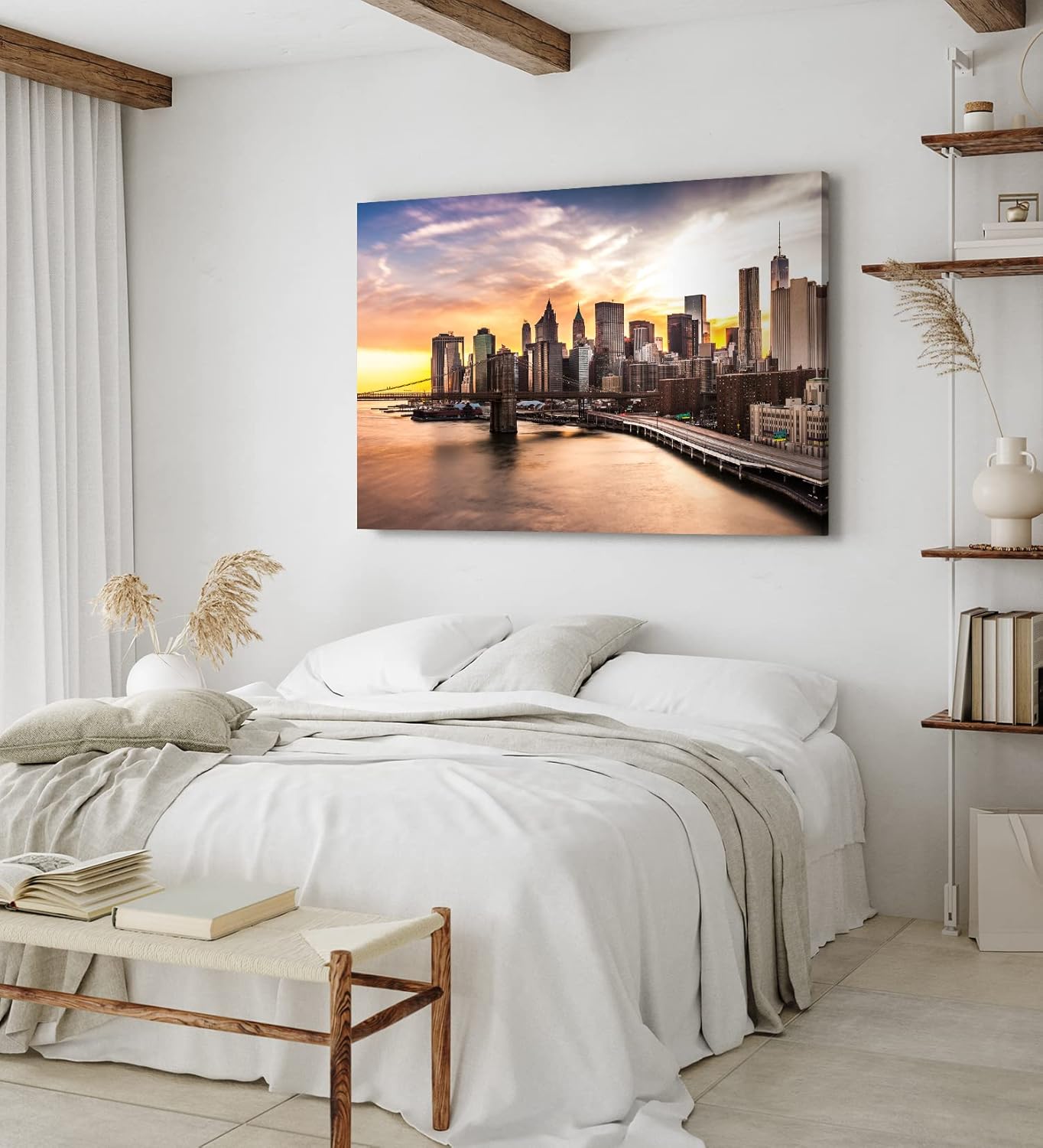 Paul Sinus Wandbild 120x80cm New York Manhattan Wolkenkratzer Skyline Sonnenuntergang