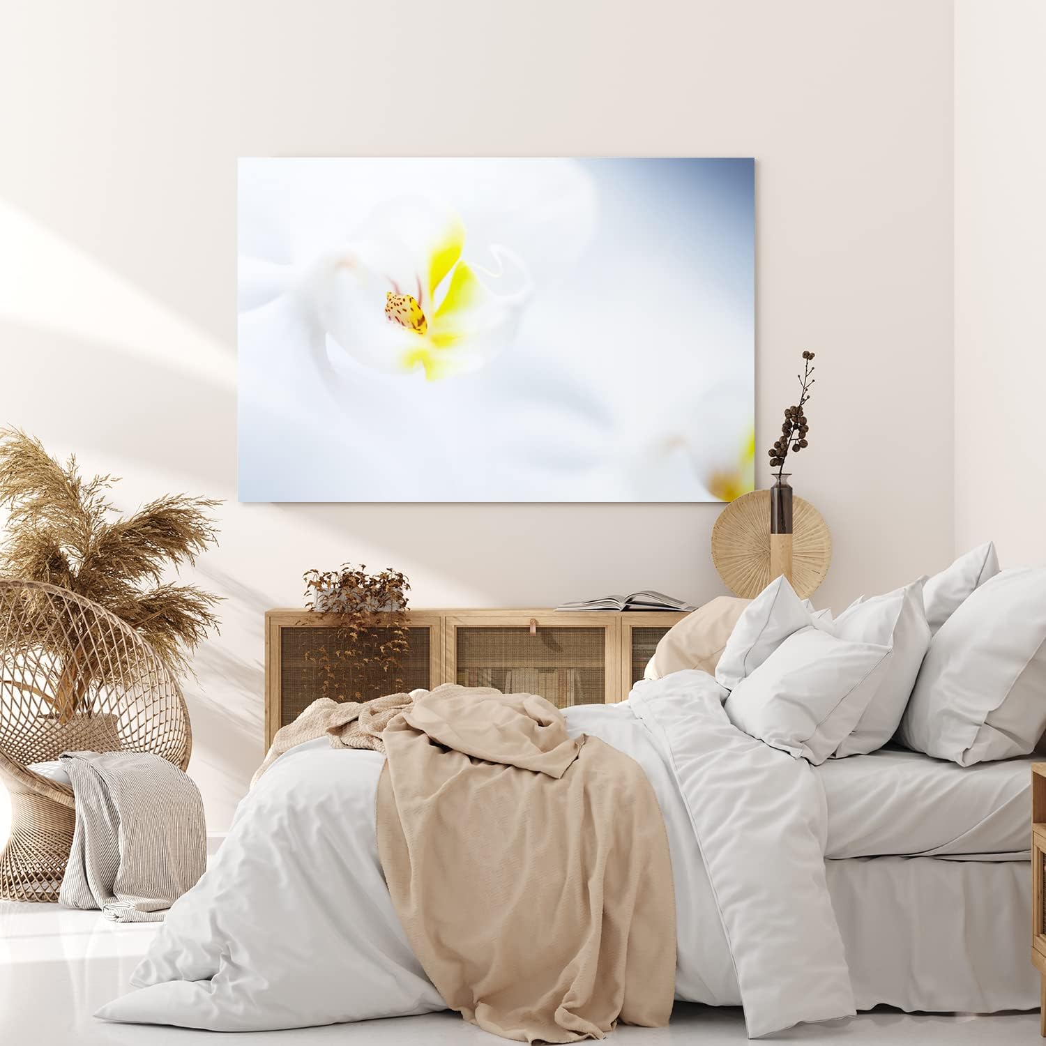 Paul Sinus Wandbild 120x80cm Weiße Orchidee Blume Blüte Gelb Hell