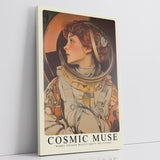 Paul Sinus Leinwandbild 80x120cm Leinwandbild Cosmic Muse – Faszinierende Illustration einer Astronautin mit Vintage-Ästhetik, futuristische Eleganz