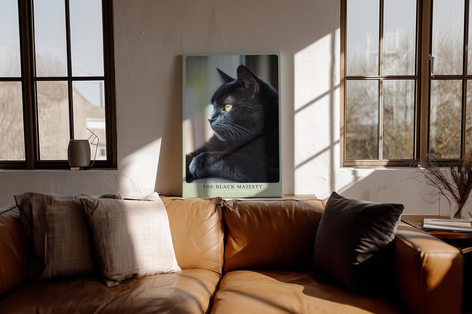 Paul Sinus Wandbild in 40x60cm schwarzer Kater im Profil – edles Tierporträt mit intensiven Augen für stilvolle Raumgestaltung