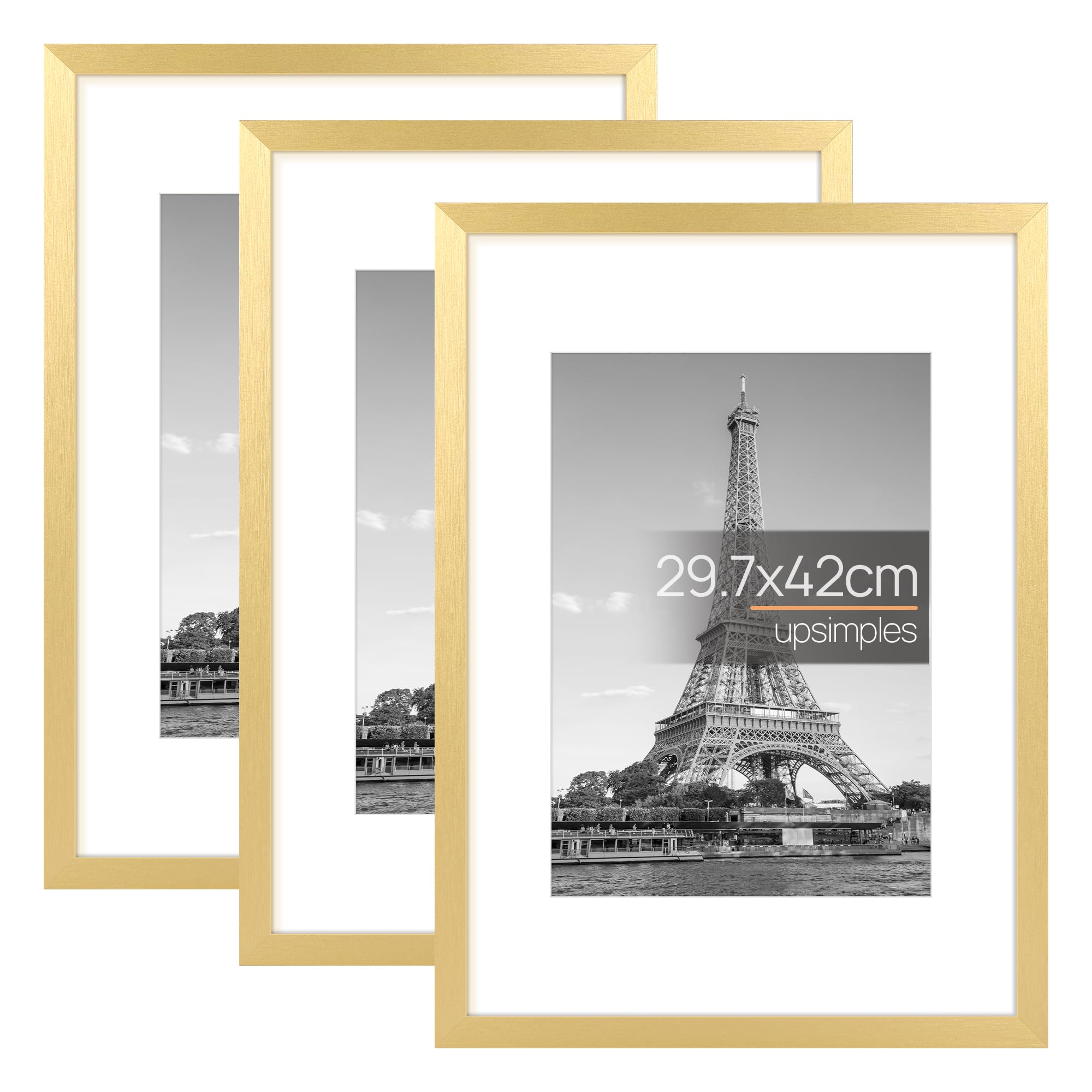 upsimples 3 Pack Bilderrahmen A4 Holz, Picture Frame Holz für Fotos, Bilder, Poster