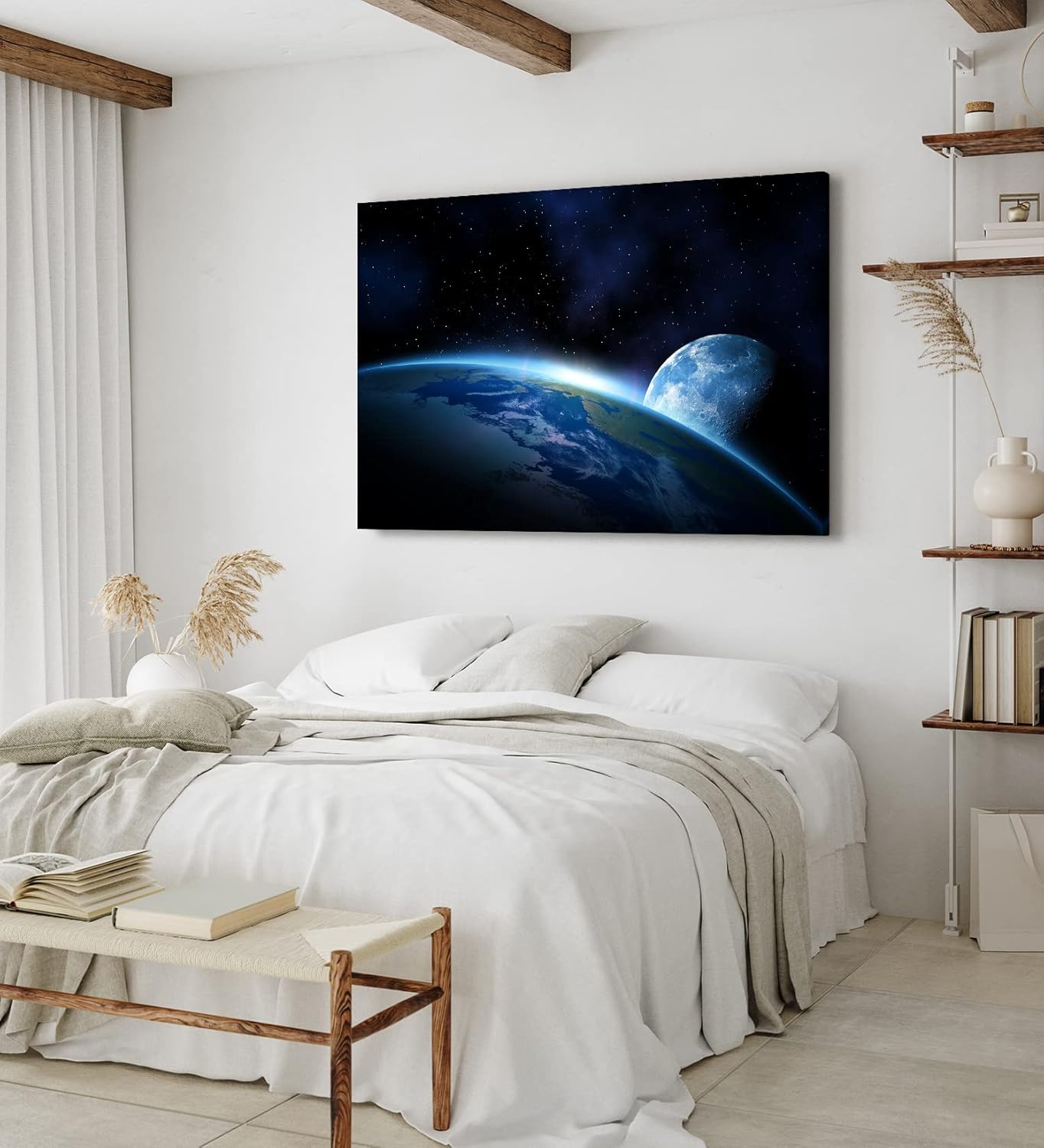 Paul Sinus Wandbild 120x80cm Erde Mond Universum Sterne All Planet Weltall