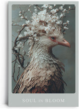 Paul Sinus Leinwandbild 80x120cm Leinwandbild Soul in Bloom naturverbundene Kunst poetische Eleganz florale Harmonie stilvolle Ästhetik Vogel mit Blüten