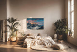 Sinus Art Wandbild 120x80cm Imposantes Alpenmotiv mit schroffen Gipfeln und Wolkenmeer für starke Raumwirkung