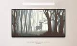 Rehbock in einem Wald ca. 130x70cm Wandbild inklusive Schattenfugenrahmen schwarz - Panorama Leinwand Bild XXL Format Wandbilder Wohnzimmer Wohnung Deko Kunstdrucke
