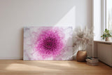 Sinus Art Wandbild 120x80cm Perfekte Nahaufnahme einer rosa Chrysantheme mit harmonischer Symmetrie und Tiefe